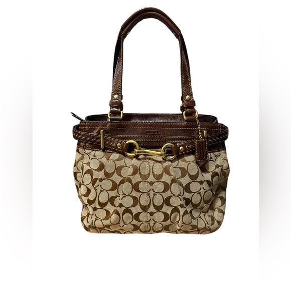 Coach Hampton Chocolate Brown Leather Carryall Tote Bag Purse - Picture 5 of 13